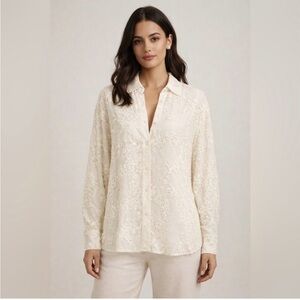 NWT Gold Hawk Lexi Cream Button-Up Sequin Blouse